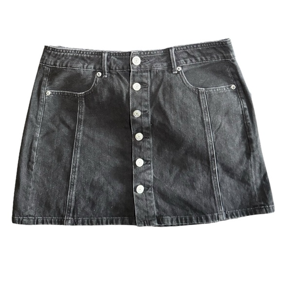 American Eagle Black Denim Button-Down Skirt Women’s Size 10 Vintage Style - Picture 1 of 10